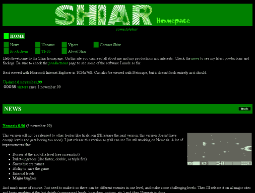 SHIAR homepage of 11/99; total size 3MB, html size 143kB